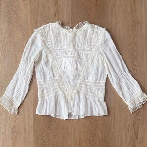 DOEN White Lace Trim Peasant Blouse
